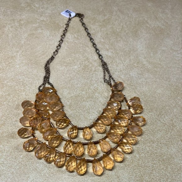 NWT! Loft Multi-Tier Necklace w/Gold/Amber Beads - 19 inch length - Picture 1 of 2